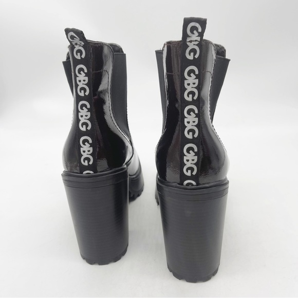 GBG Los Angeles Faux Patent Leather Burgundy Lug Sole Heel Chelsea Boot Size 11 - Picture 5 of 13